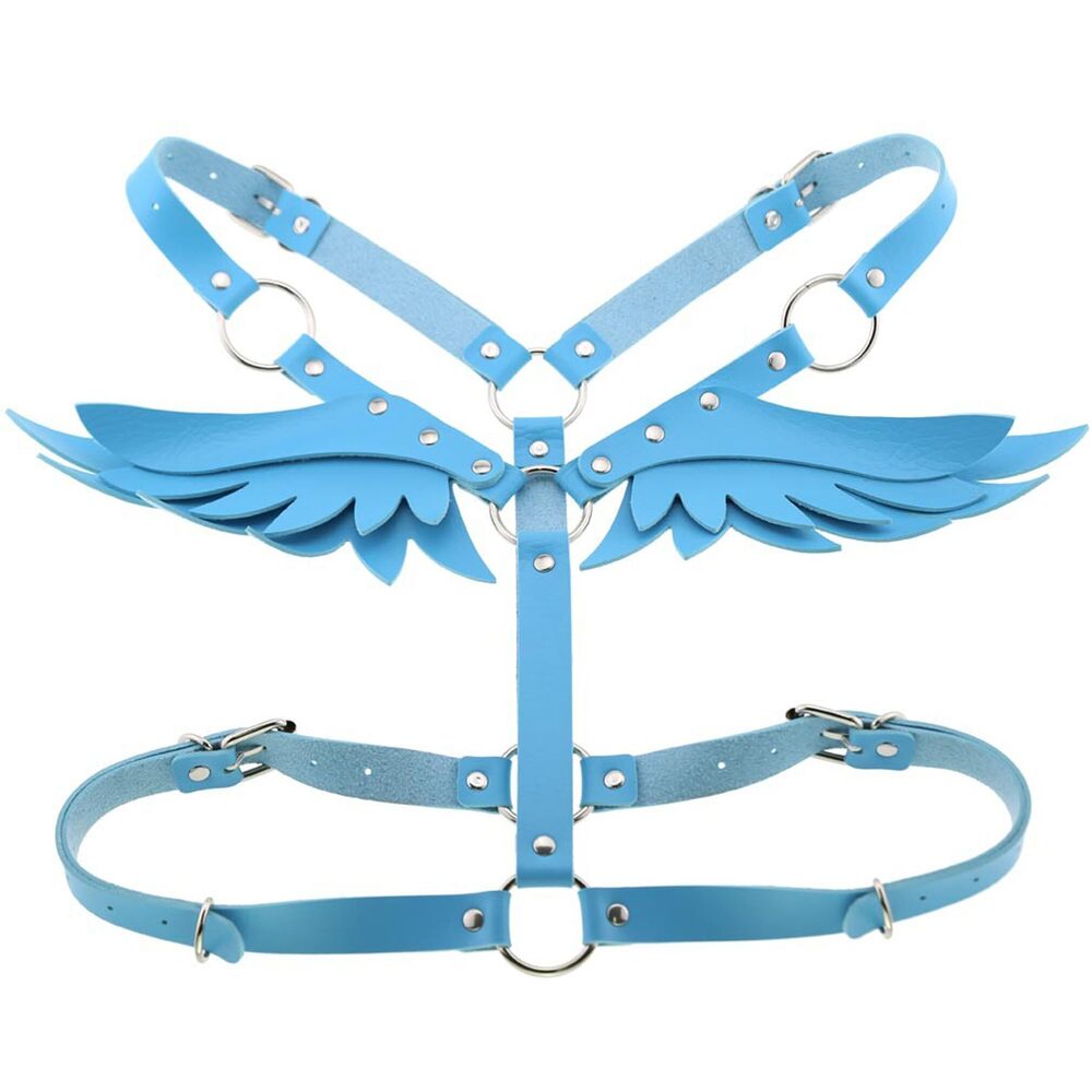 1138 Girl Punk Body Harness Belt Adjustable Leather Body Bra Chest Harness